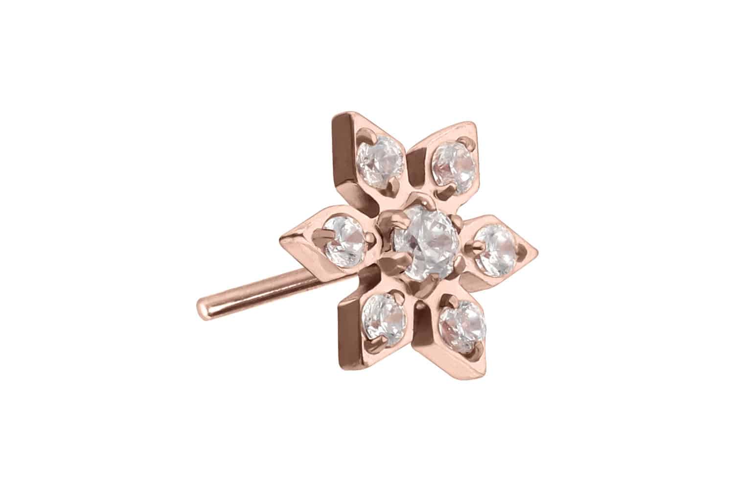 Titan Aufsatz mit Push Pin KRISTALLBLUME von Piercingline